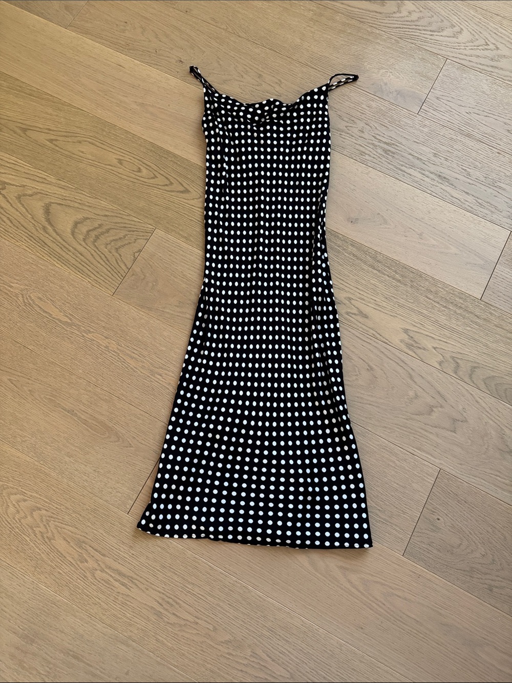 ZARA Black Polka Dot Slip Dress with White Dots